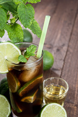 Fresh made Cuba Libre on wood