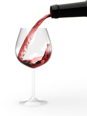 Pouring red wine into glass
