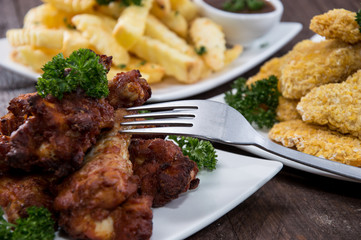 Chicken Pieces and French Fries