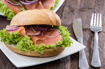 Salmon Bun on a plate
