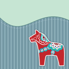 Card with swedish wooden horse - 47161471