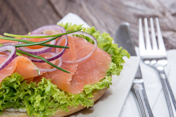 Bun with smoked Salmon