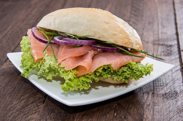 Salmon Bun on a plate