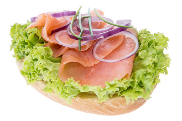 Bun with smoked Salmon on white