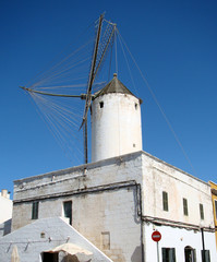 Windmill on the roof of an old house