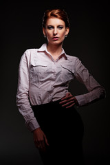 studio shot of alluring young female
