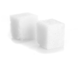 Studio photography of a lump sugar isolated on white background