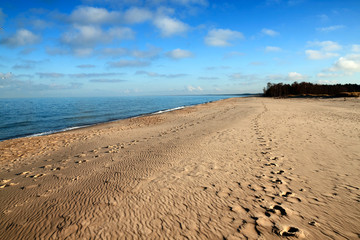 Sandy beach at the southern coast of the Baltic Sea, Poland.