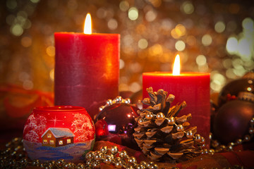 weihnachtsdeko kerzen bokeh