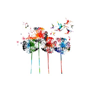 Abstract colorful dandelion background