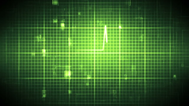 Green ECG on moving background