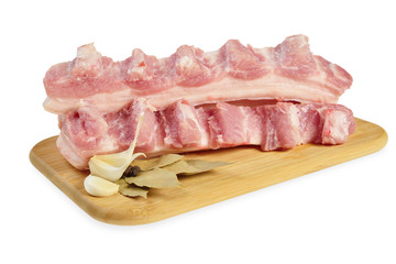 Raw bacon with ribs