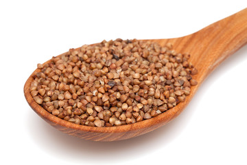 buckwheat in a wooden spoon