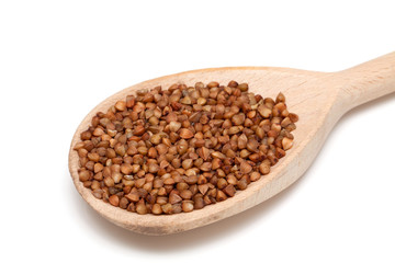 buckwheat in a wooden spoon