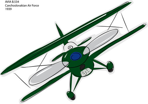 green biplane aircraft, czechoslovakian air force, 1939 clip art preview