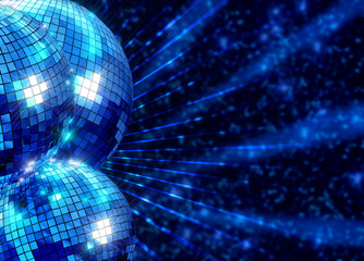 Colorful funky background with mirror disco balls