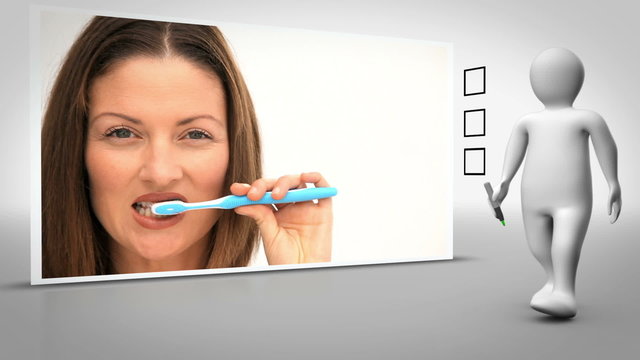 Clip of woman brushing teeth