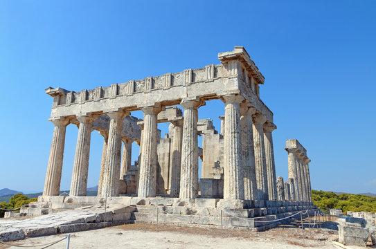Temple of Aphaea Athina at Aegina island in Greece.
