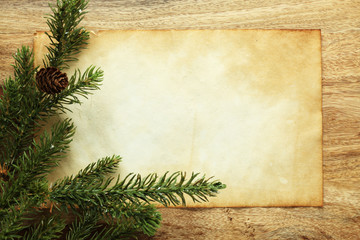 Blank paper with Christmas decorations