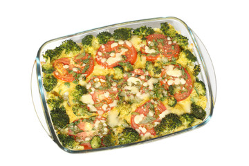Casserole dish with bechamel sauce with clipping path.