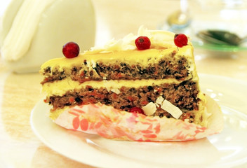 A slice of delicious cake
