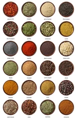 Tuinposter Different spices isolated on white background. Large Image © Julián Rovagnati