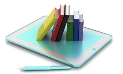 the library in the e-book in 3-d visualization