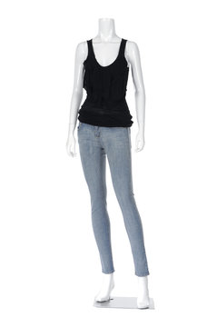 Full length mannequin dressed in jeans casual clothes,
