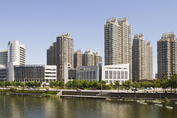 Fototapeta na wymiar nowoczesny budynek w Tianjin miasta Chin