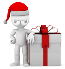 3d Santa with big present box
