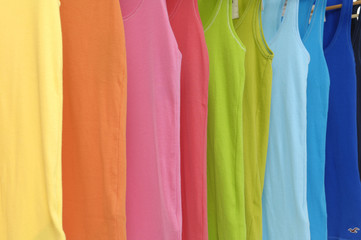 Variety of casual peignoir , colors of rainbow background