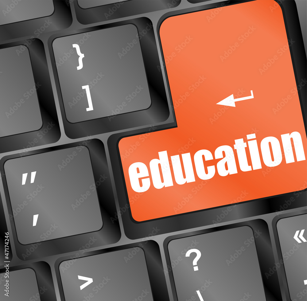 Poster computer keyboard with key education, internet learn concept