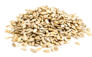 fresh sunflower seeds isolated on a white background