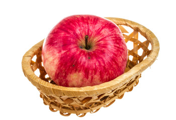 fresh red apples in the dish isolated on white background