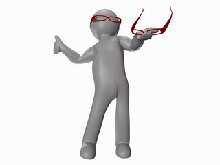 3d men and optical eyeglasses.