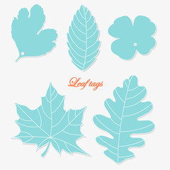 Set of leafs tags/stickers