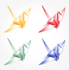 Set of vector origami cranes