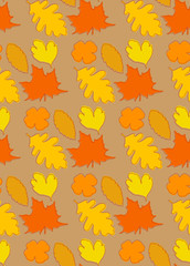 Warm autumn leafs seamless pattern