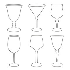 Set of glasses for wine. Vector illustration