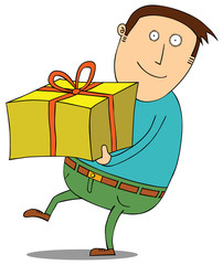 man with present
