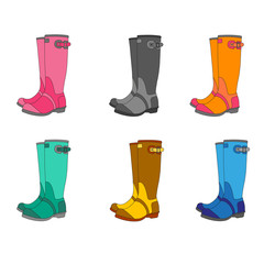 Set of six rubber boots