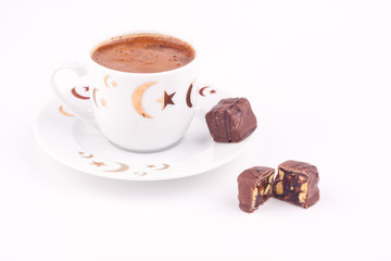 turkish coffee and turkish delight with chocolate