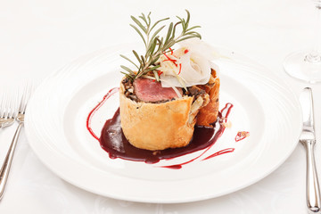 Fillet Wellington with fresh herbs