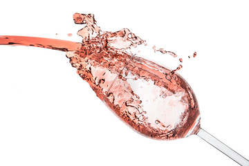 rose blush wine pouring splash, isolated