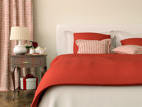 Bedroom With Red Decorations