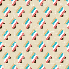 Seamless pattern with old scratched arrows. Grunge texture.