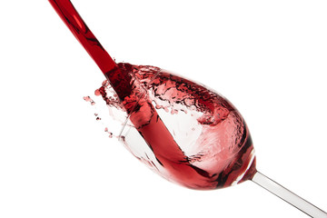 red wine pouring splash, isolated