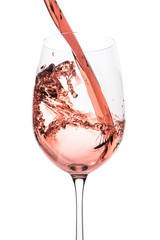 rose blush wine pouring splash, isolated