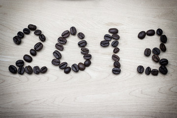 Number 2013 made with coffee beans