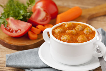 Tomato soup with meatballs